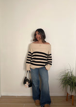 Load image into Gallery viewer, Nora Off the shoulder Knit ( Striped Sweater)