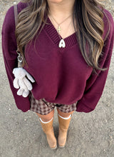 Load image into Gallery viewer, Ember V- Neck Cardigan (Burgundy)

