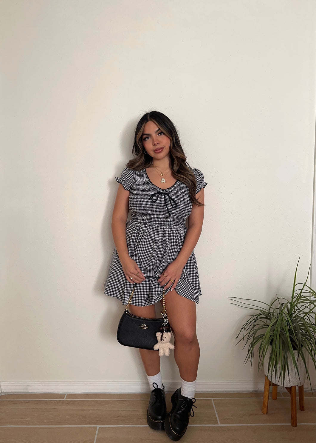 Layla Gingham Romper ( Black)